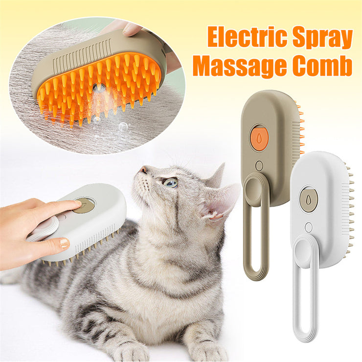 Pet Steam Brush 3 In 1 Electric Spray For Pet Massage & Grooming Comb Hair