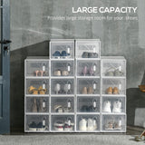 HOM.COM™ 18-Piece Stackable Clear Shoe Box Set – Customisable Storage