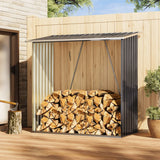 Breeins Outdoor Steel Firewood Rack with Sloped Roof