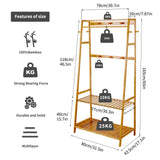 Bamboo Garment Rack with Top Shelf & 2-Tier Shoe Storage – Heavy Duty Clothes Organiser