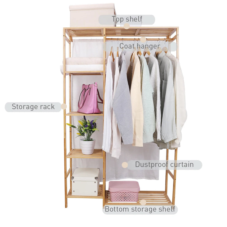 EcoStyle Bamboo Garment Rack with Shelves