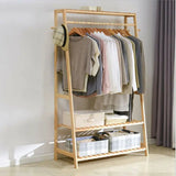 Bamboo Garment Rack with Top Shelf & 2-Tier Shoe Storage – Heavy Duty Clothes Organiser