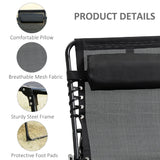 Outsunny 5-Position Folding Sun Lounger with Pillow & Side Pocket – Portable Recliner