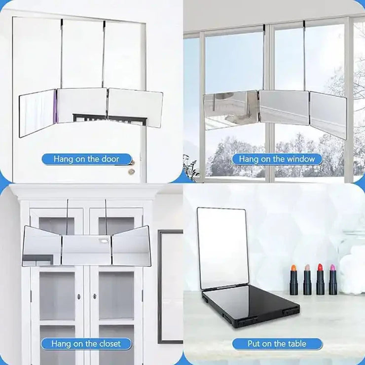 3-Way Folding Hanging Mirror – Portable, Space-Saving & Sleek Design