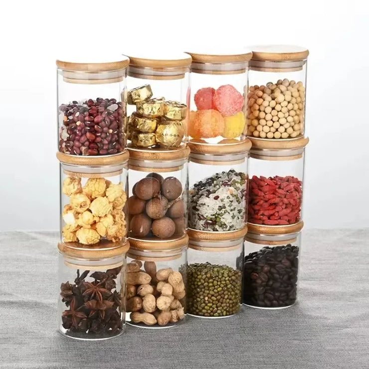 12 Pcs Square or Round Glass Herbs & Spices Containers