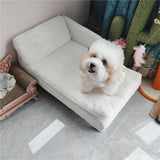 Luxury Elevated Cat & Small Dog Sofa Bed with Backrest - Plush Cushion, Wooden Legs