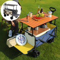 Foldable Camping Cart with Adjustable Table – 2-in-1 Picnic & Utility Trolley