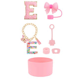 SipSavvy™ 7-Piece Pink Accessory Kit for Stanley Cup Tumbler – Custom Letter Set A–Z