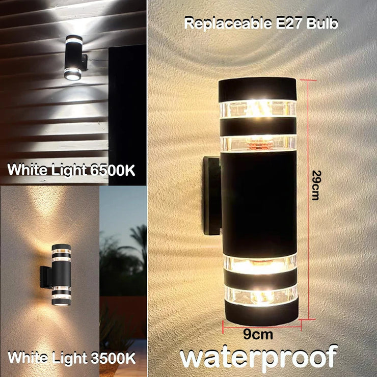 Modern Outdoor LED Wall Light – Twin Band Up & Down Sconce