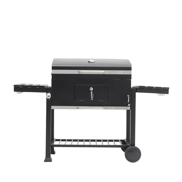 GrillMaster Outdoor Charcoal BBQ with Side Table