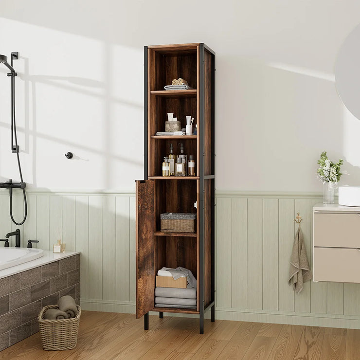 Single Door 5-Tier Tall Slim Storage Cabinet
