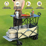 Foldable Camping Cart with Adjustable Table – 2-in-1 Picnic & Utility Trolley