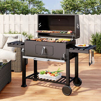 GrillMaster Outdoor Charcoal BBQ with Side Table