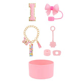 SipSavvy™ 7-Piece Pink Accessory Kit for Stanley Cup Tumbler – Custom Letter Set A–Z