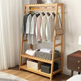 Bamboo Garment Rack with Top Shelf & 2-Tier Shoe Storage – Heavy Duty Clothes Organiser