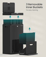 SONGMICS Vertical 3-Compartment Kitchen Bin – Smart Waste Management in Style