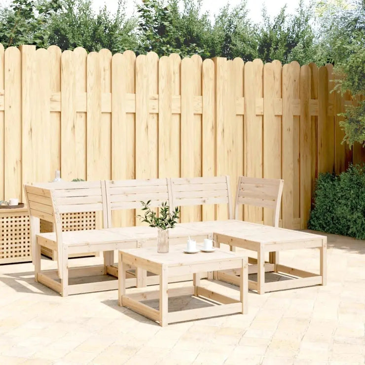 Modular Rustic 4-Piece Solid Pine Outdoor Lounge Set