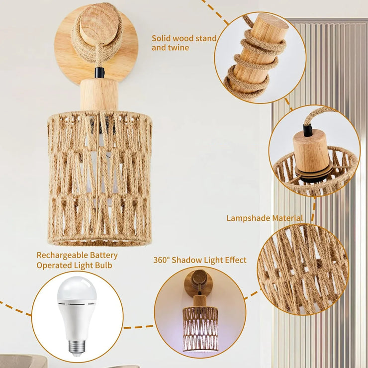 HempWeave Rustic Glow Wall Lamp – Embrace Countryside Elegance