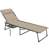 Outsunny Adjustable Folding Reclining Sun Lounger with Side Table & Pocket