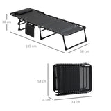 Outsunny 5-Position Folding Sun Lounger with Pillow & Side Pocket – Portable Recliner