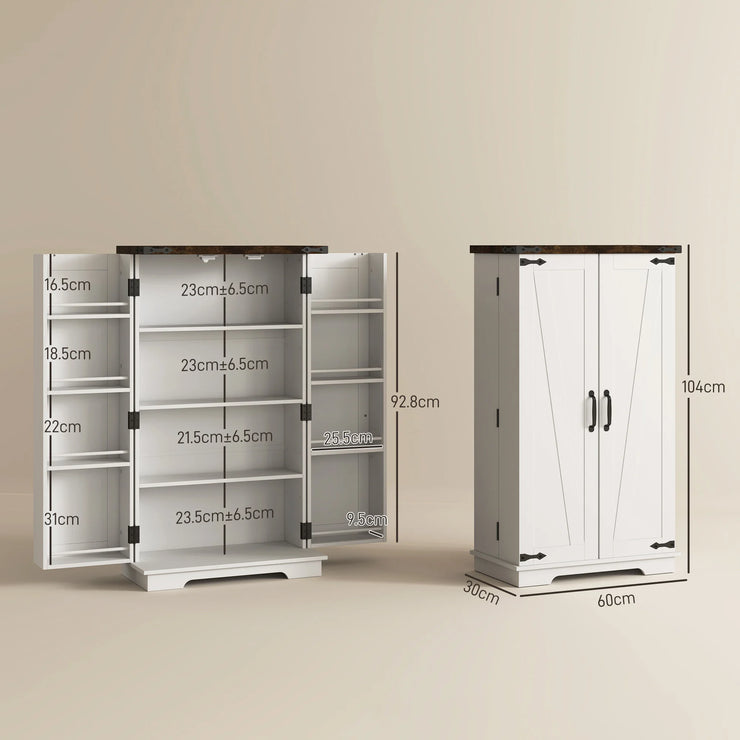 HOM.COM Farmhouse-Style Kitchen Cupboard with Adjustable Shelves & Barn Door Design