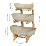 3-Tier Bamboo & Ceramic Fruit Bowl Stand – Kitchen Storage with Style