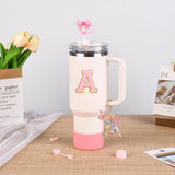 SipSavvy™ 7-Piece Pink Accessory Kit for Stanley Cup Tumbler – Custom Letter Set A–Z