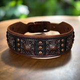 Cool Spiked Genuine Leather Dog Collar – Adjustable for Medium & Large Breeds