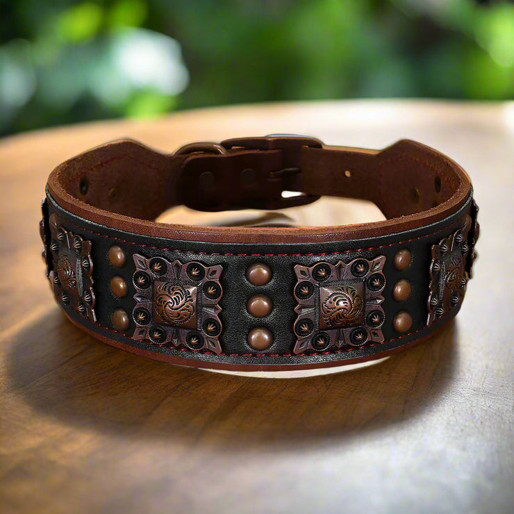 Cool Spiked Genuine Leather Dog Collar – Adjustable for Medium & Large Breeds