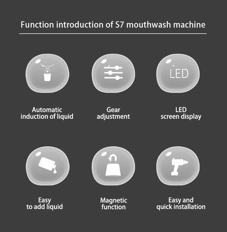 Roadtime Automatic Mouthwash Dispenser for Bathroom, 540ml Touchless Wall-Mounted Mouthwash Dispenser with 2 Magnetic Reusable Cups