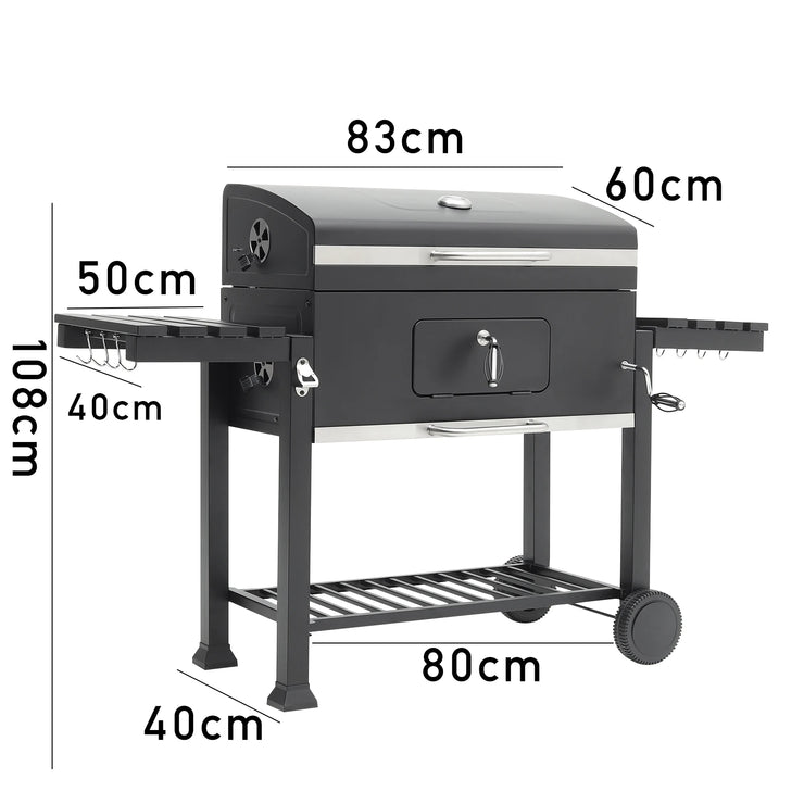 GrillMaster Outdoor Charcoal BBQ with Side Table