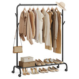 SONGMICS Heavy-Duty Clothes Rail with Shelf & Wheels