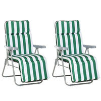 Outsunny 2-Piece Foldable Sun Lounger Set with Cushions – 5-Position Reclining Chairs