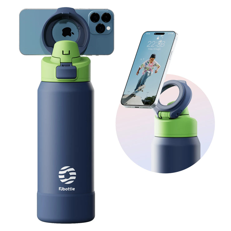 Magnetic Stainless Steel Sports Water Bottle & Device Holder