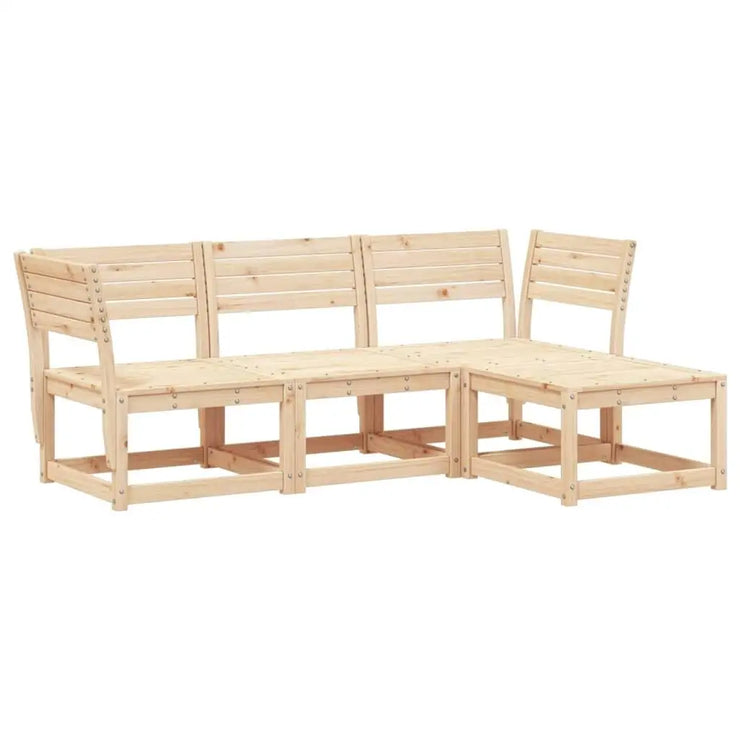 Modular Rustic 4-Piece Solid Pine Outdoor Lounge Set