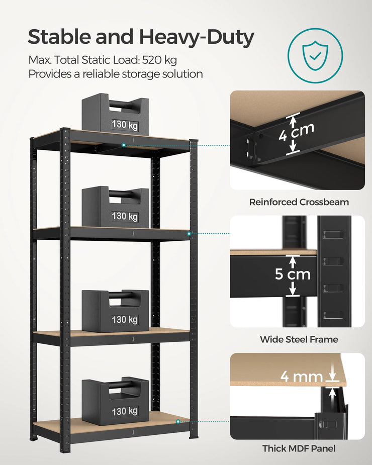 SONGMICS™ 4-Tier Heavy Duty Steel Shelving Units – Set of 2