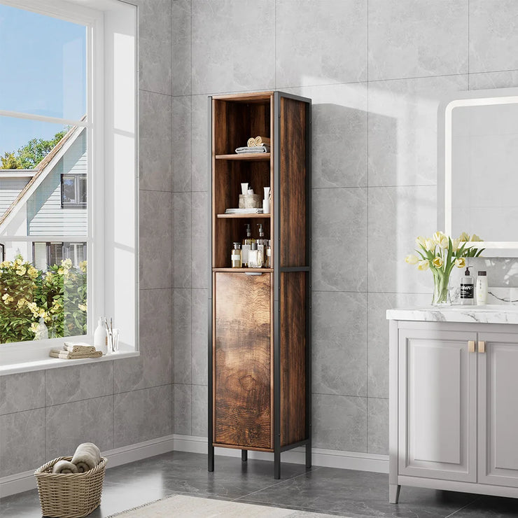 Single Door 5-Tier Tall Slim Storage Cabinet