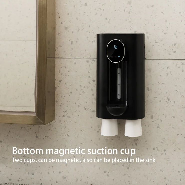 Roadtime Automatic Mouthwash Dispenser for Bathroom, 540ml Touchless Wall-Mounted Mouthwash Dispenser with 2 Magnetic Reusable Cups