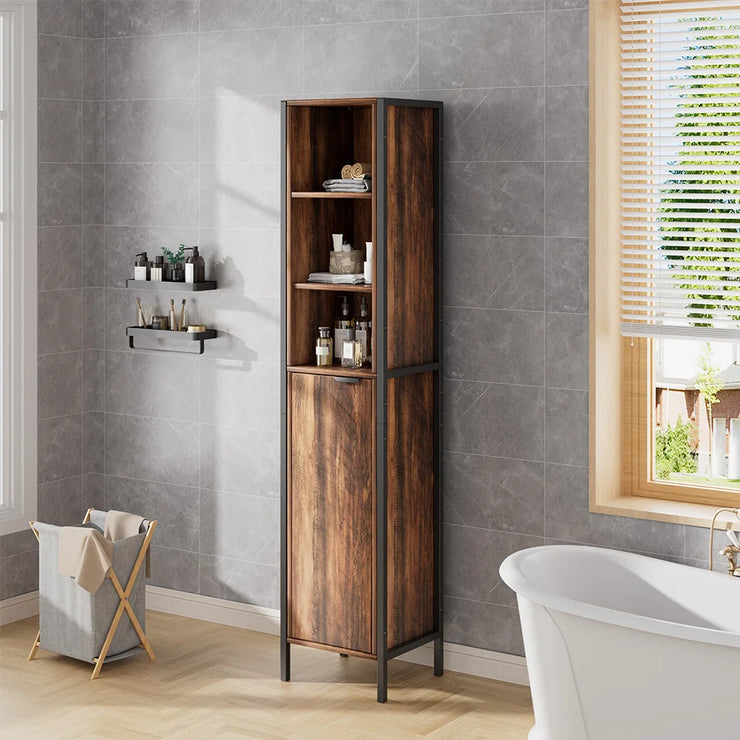 Single Door 5-Tier Tall Slim Storage Cabinet