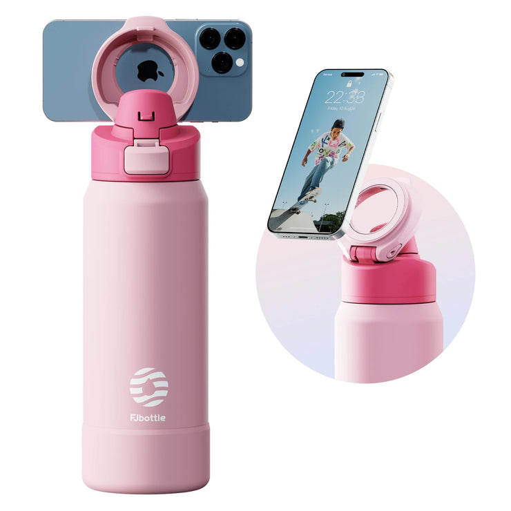 Magnetic Stainless Steel Sports Water Bottle & Device Holder
