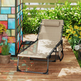 Outsunny Adjustable Folding Reclining Sun Lounger with Side Table & Pocket