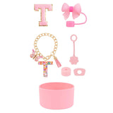 SipSavvy™ 7-Piece Pink Accessory Kit for Stanley Cup Tumbler – Custom Letter Set A–Z