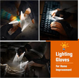 LED Half Finger Gloves for Men & Women - Outdoor Waterproof Flashlight Gloves for Fishing, Cycling & Running