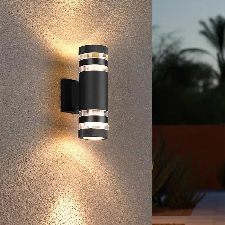 Modern Outdoor LED Wall Light – Twin Band Up & Down Sconce