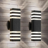 Modern Outdoor LED Wall Light – Twin Band Up & Down Sconce