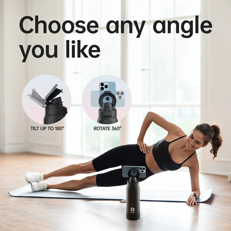 Magnetic Stainless Steel Sports Water Bottle & Device Holder