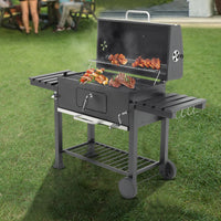 GrillMaster Outdoor Charcoal BBQ with Side Table