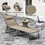 Outsunny Adjustable Folding Reclining Sun Lounger with Side Table & Pocket