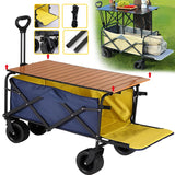 Foldable Camping Cart with Adjustable Table – 2-in-1 Picnic & Utility Trolley