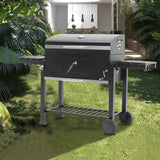 GrillMaster Outdoor Charcoal BBQ with Side Table